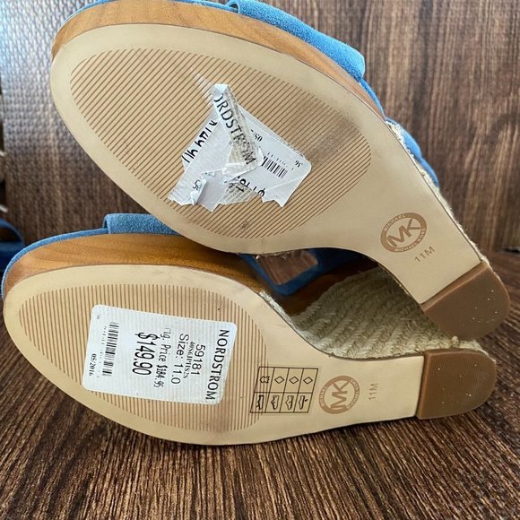 Michael Kors Josephine Blue Suede Platform Wedge - Picture 9 of 13